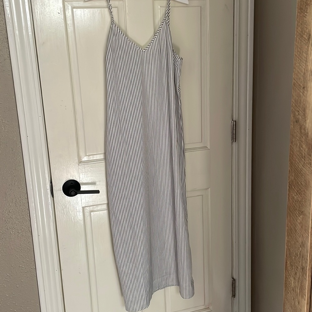 Gray stripped maxi dress, NWT